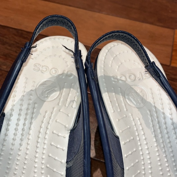 Crocs Size 10 Navy Blue Wedge Sandals - Picture 4 of 5